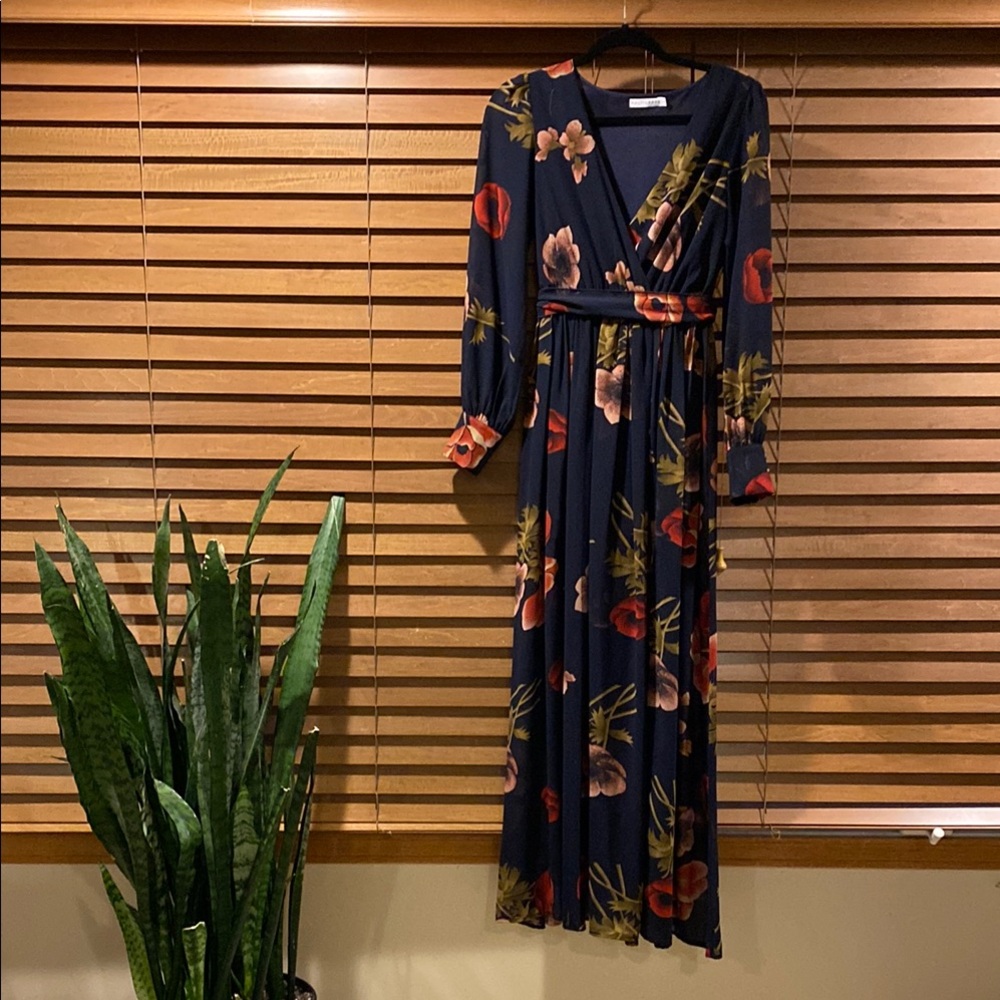 Baltic Born Blue and Pink Long Sleeve Wrap Sundress